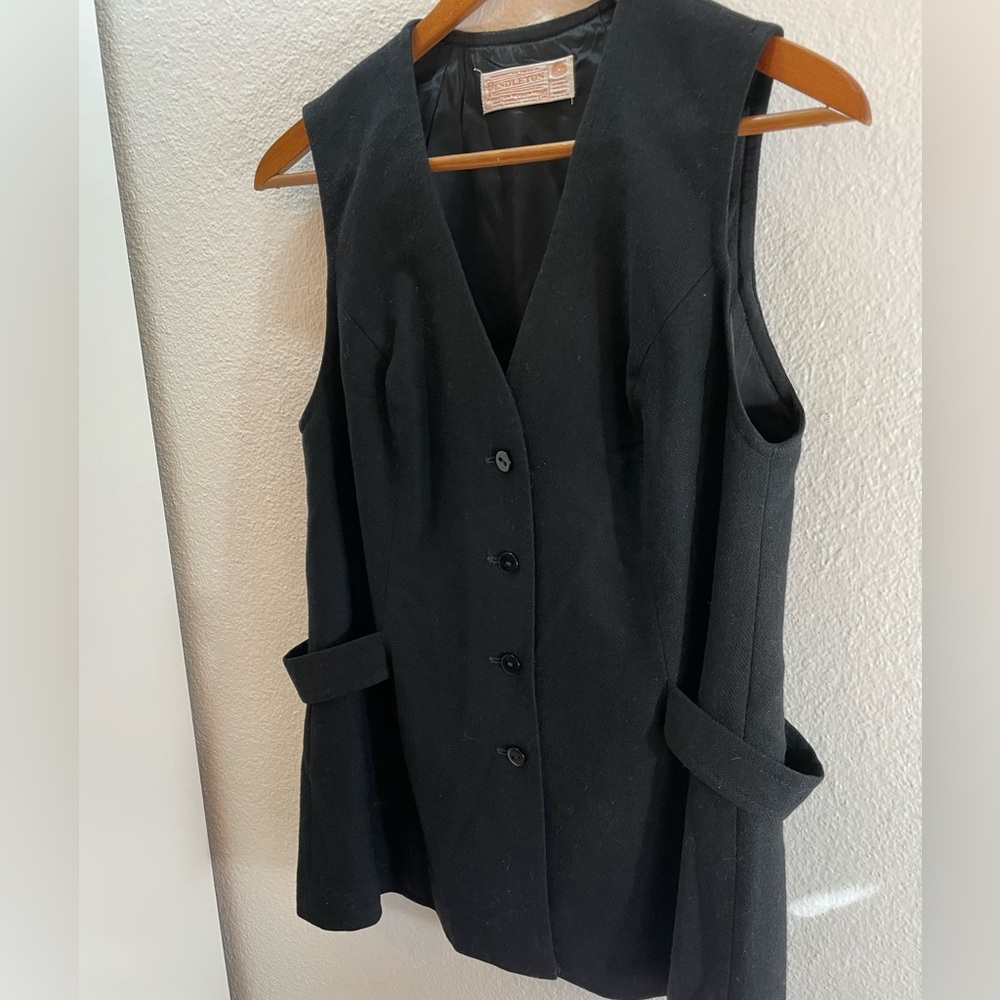 Pendleton Vintage 100% Wool Long Buttoned Vest Si… - image 6
